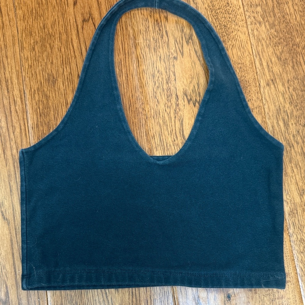 Brandy Melville Gray and Navy Halter Crop Tops - Picture 5 of 5